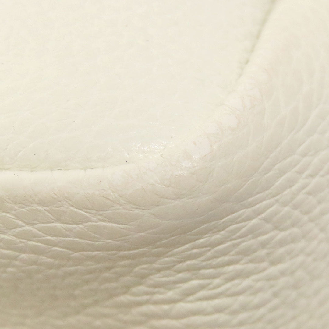 PRADA Handbag leather white Flu Women Used Authentic