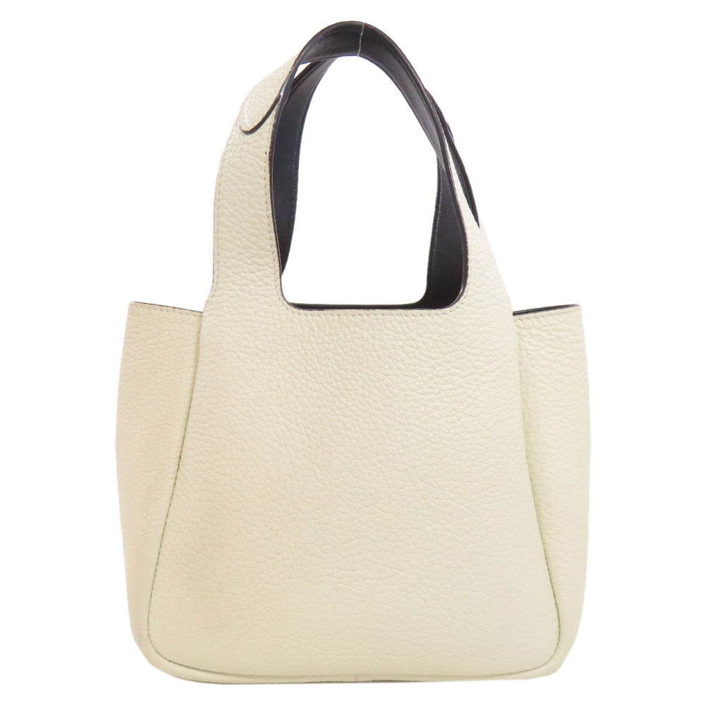 PRADA Handbag leather white Flu Women Used Authentic