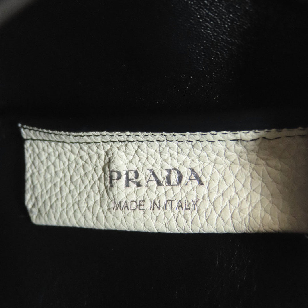 PRADA Handbag leather white Flu Women Used Authentic