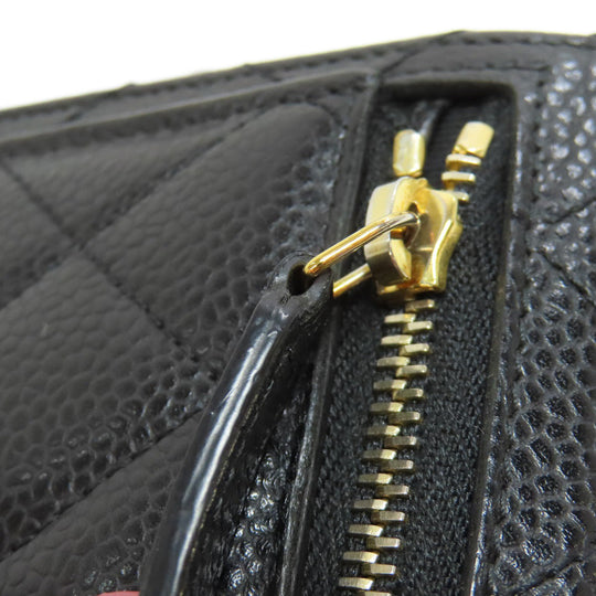 CHANEL Bifold Wallet Grained Calfskin Skin black Matelasse COCO Mark Gold Metal