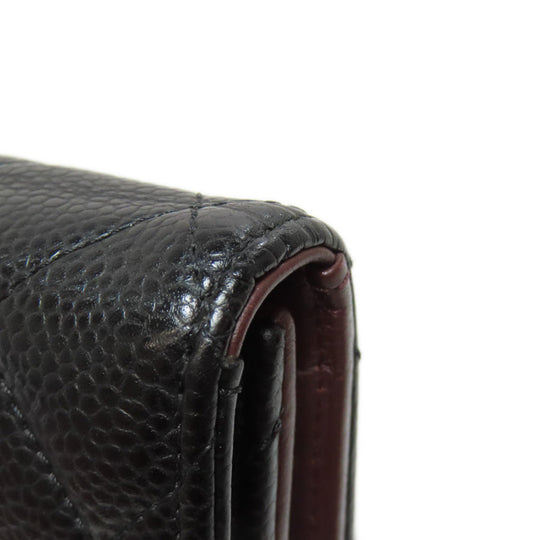 CHANEL Bifold Wallet Grained Calfskin Skin black Matelasse COCO Mark Gold Metal