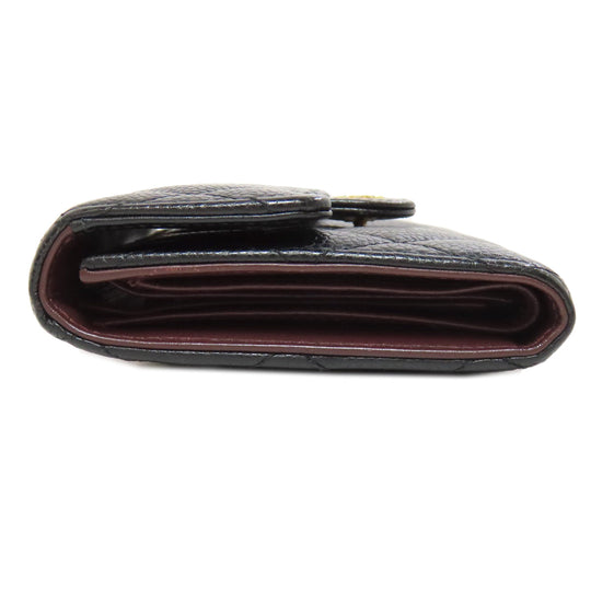 CHANEL Bifold Wallet Grained Calfskin Skin black Matelasse COCO Mark Gold Metal