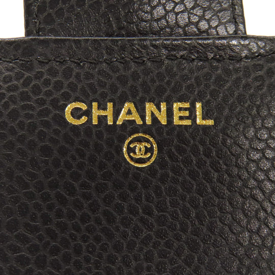 CHANEL Bifold Wallet Grained Calfskin Skin black Matelasse COCO Mark Gold Metal