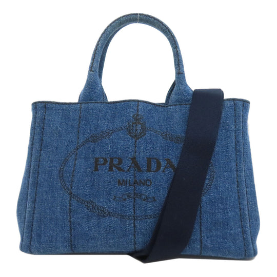 PRADA Tote Bag denim blue Canapa Mini 2WAY
