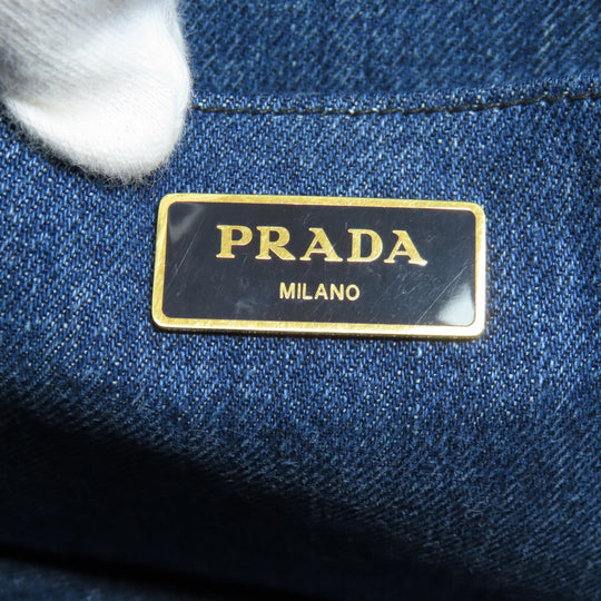 PRADA Tote Bag denim blue Canapa Mini 2WAY