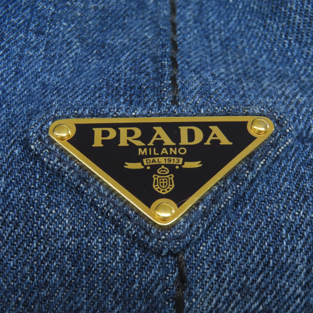 PRADA Tote Bag denim blue Canapa Mini 2WAY
