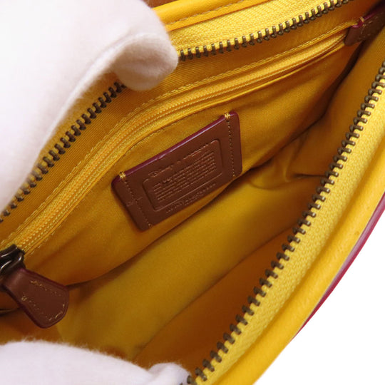 COACH Shoulder Bag F59359 leather yellow Mickey Mouse collaboration saddle