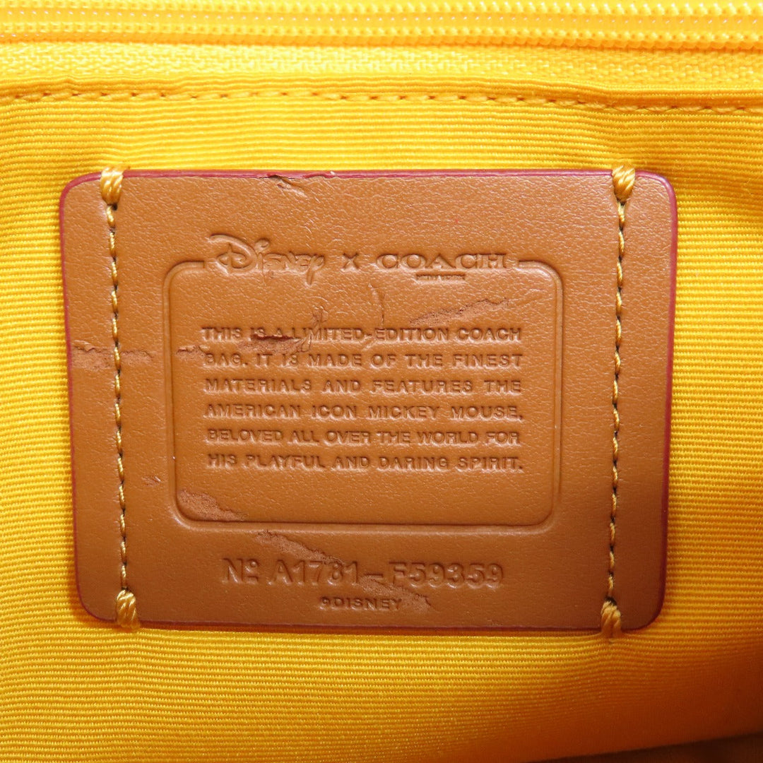 COACH Shoulder Bag F59359 leather yellow Mickey Mouse collaboration saddle
