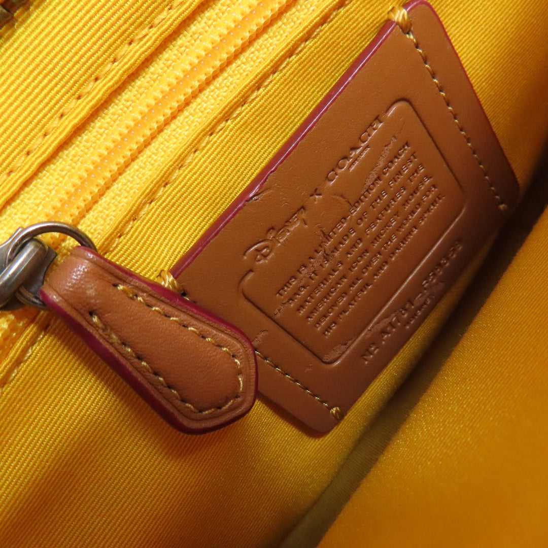 COACH Shoulder Bag F59359 leather yellow Mickey Mouse collaboration saddle
