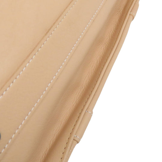Longchamp Tote Bag leather beige logo Women Used Authentic
