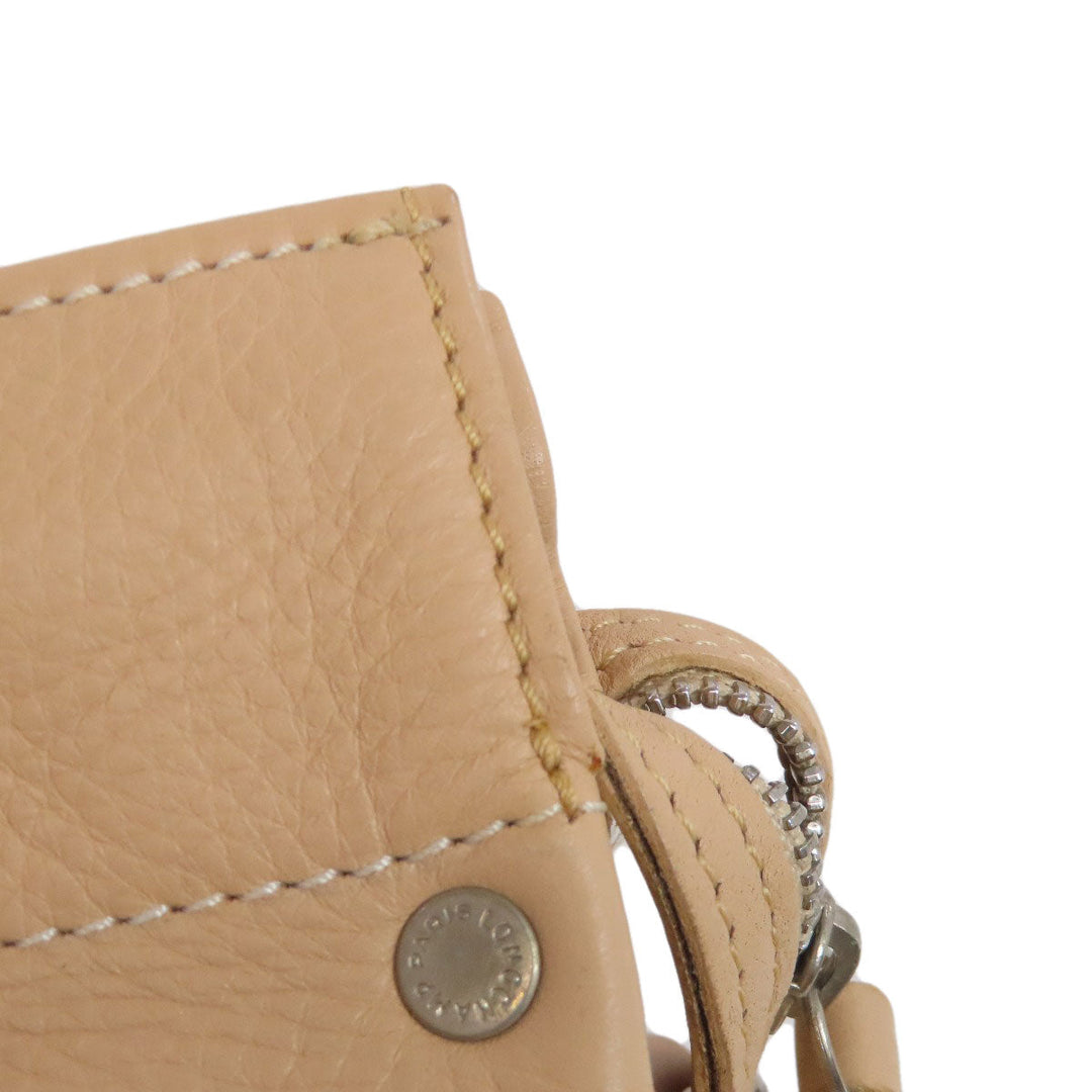 Longchamp Tote Bag leather beige logo Women Used Authentic