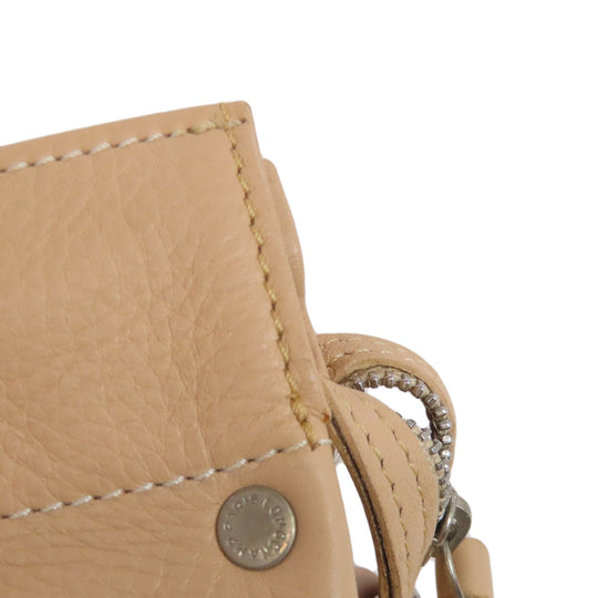 Longchamp Tote Bag leather beige logo Women Used Authentic