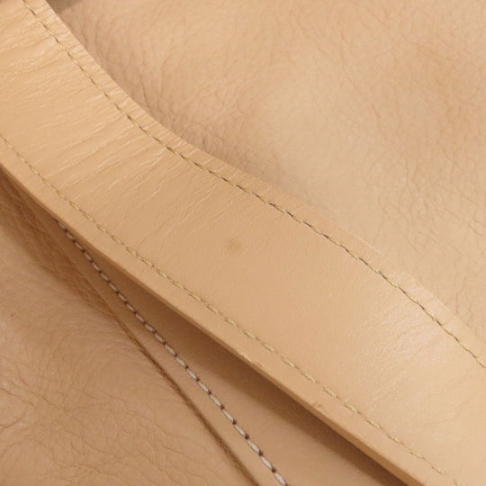 Longchamp Tote Bag leather beige logo Women Used Authentic