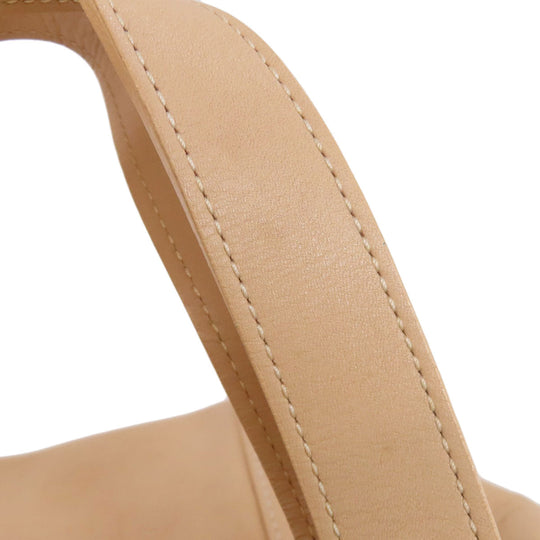 Longchamp Tote Bag leather beige logo Women Used Authentic