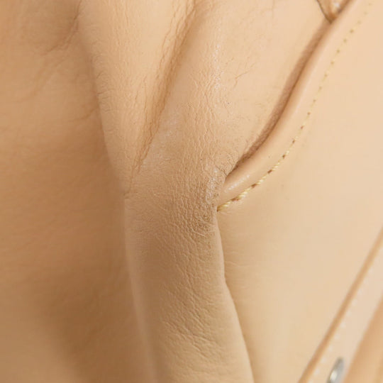 Longchamp Tote Bag leather beige logo Women Used Authentic