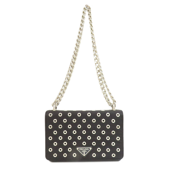PRADA Shoulder Bag Calfskin black ChainShoulder Women Used Authentic