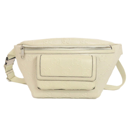 GUCCI Sling bag 645093 Calfskin white GG emboss Women Used Authentic