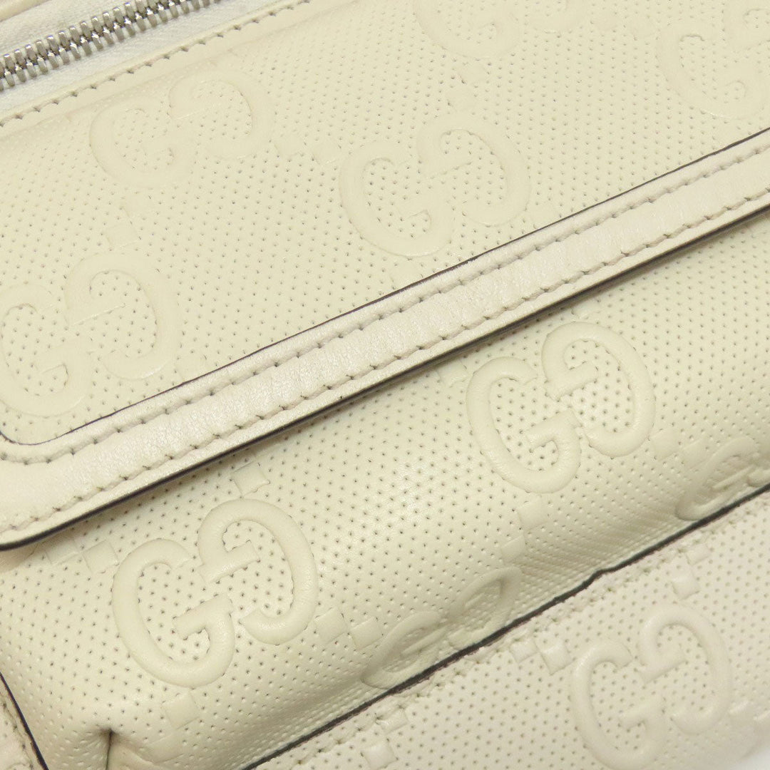 GUCCI Sling bag 645093 Calfskin white GG emboss Women Used Authentic
