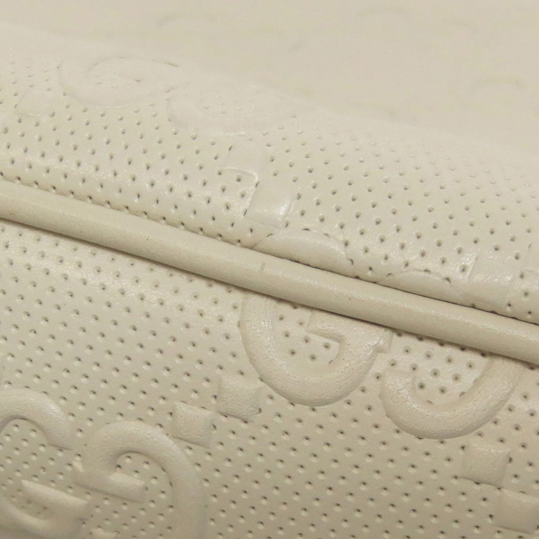 GUCCI Sling bag 645093 Calfskin white GG emboss Women Used Authentic