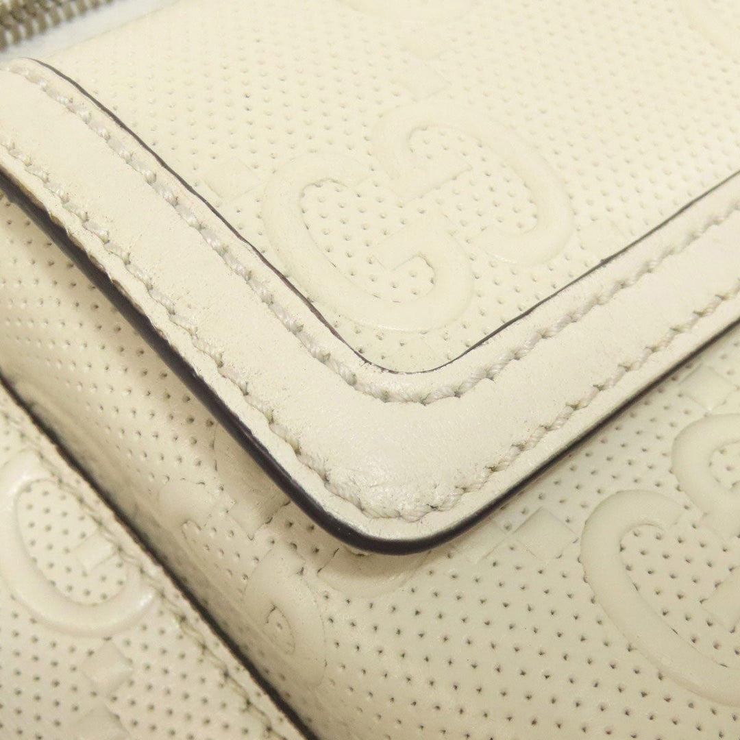 GUCCI Sling bag 645093 Calfskin white GG emboss Women Used Authentic