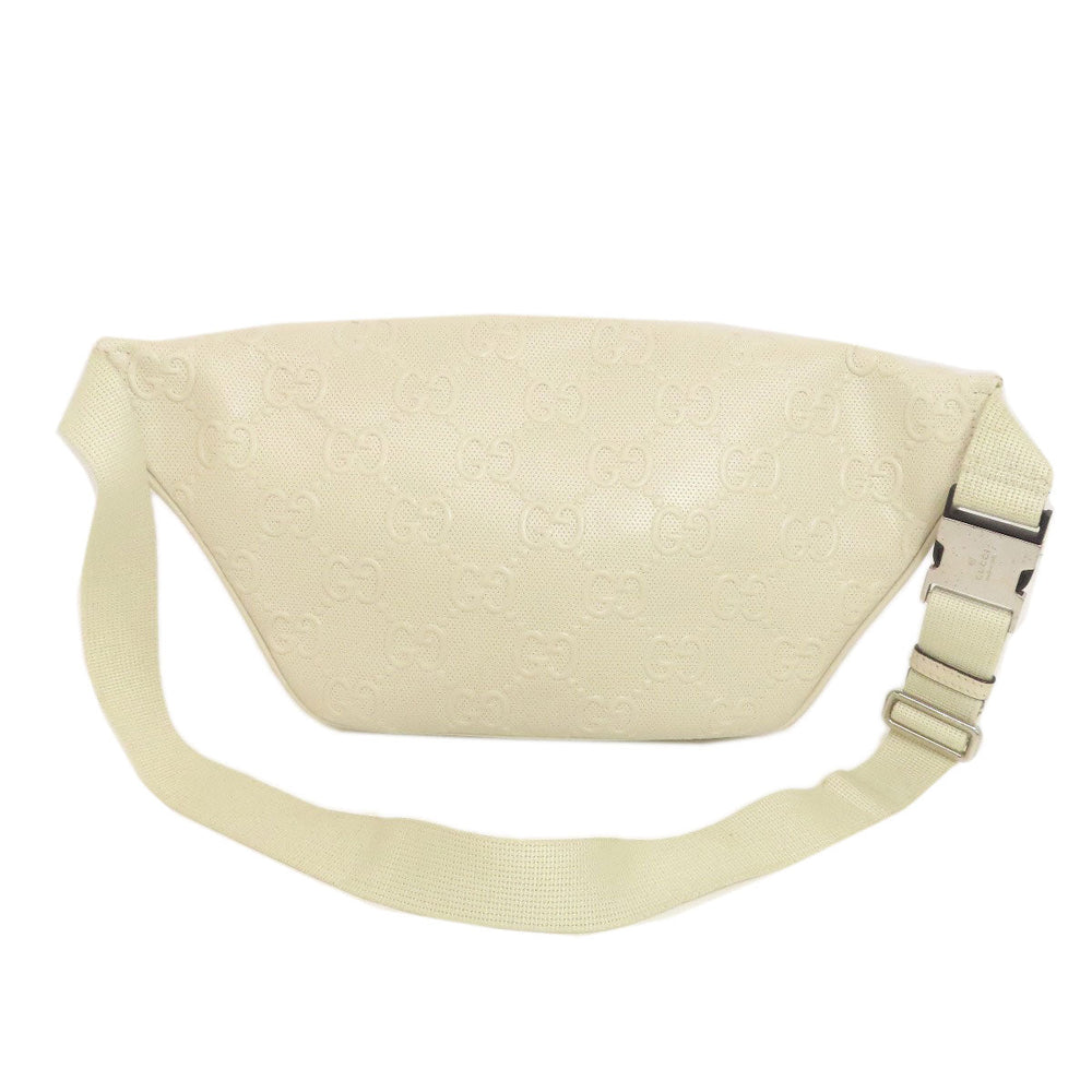 GUCCI Sling bag 645093 Calfskin white GG emboss Women Used Authentic