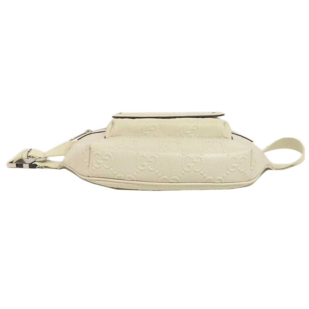 GUCCI Sling bag 645093 Calfskin white GG emboss Women Used Authentic