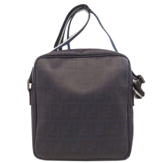 FENDI Shoulder Bag PVC Navy Zucca Pattern mens Used Authentic