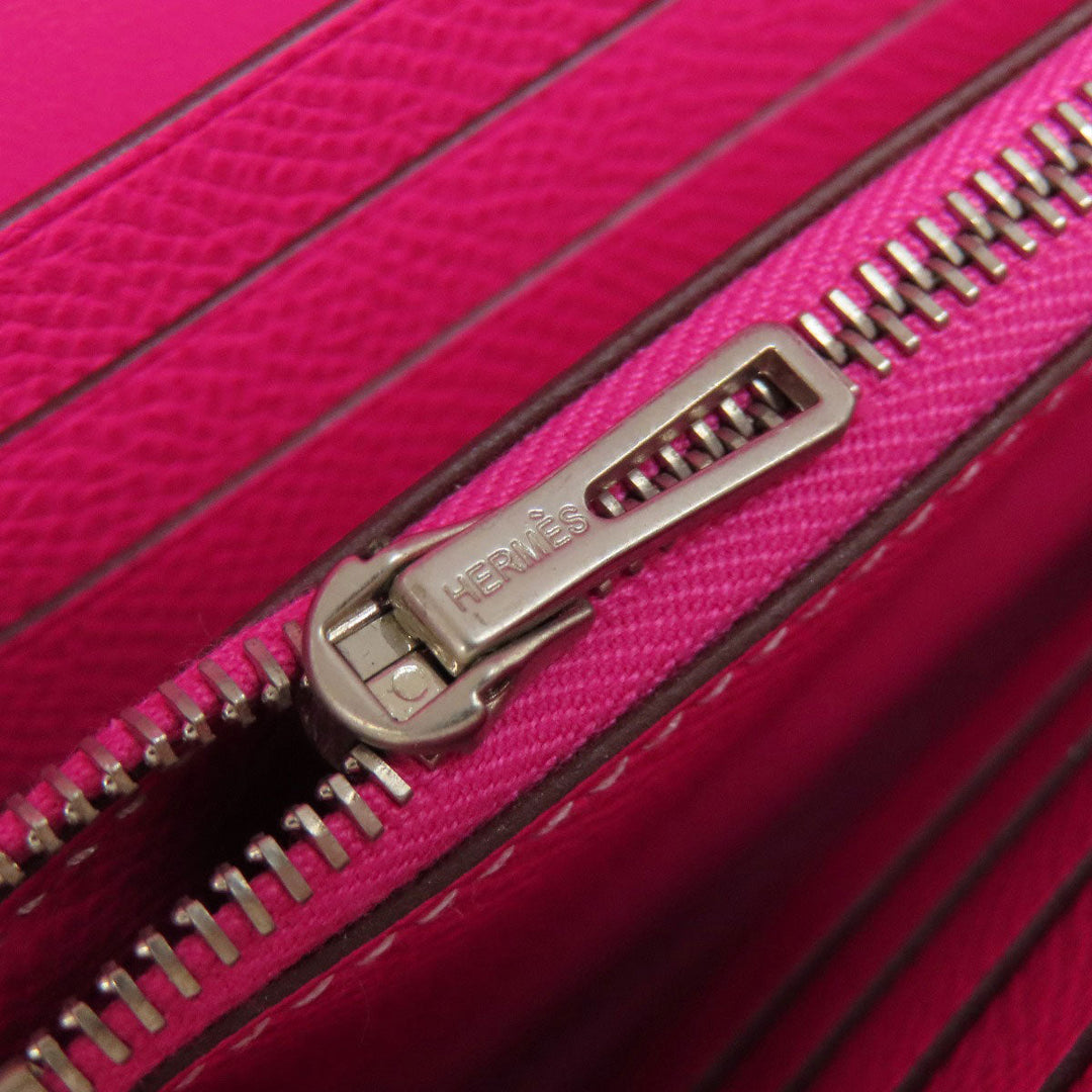 HERMES Long Wallet Purse Epsom pink Constance Long SilverMetal Women Used Authentic