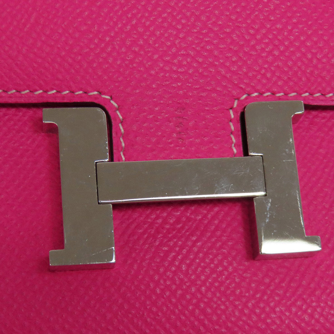 HERMES Long Wallet Purse Epsom pink Constance Long SilverMetal Women Used Authentic