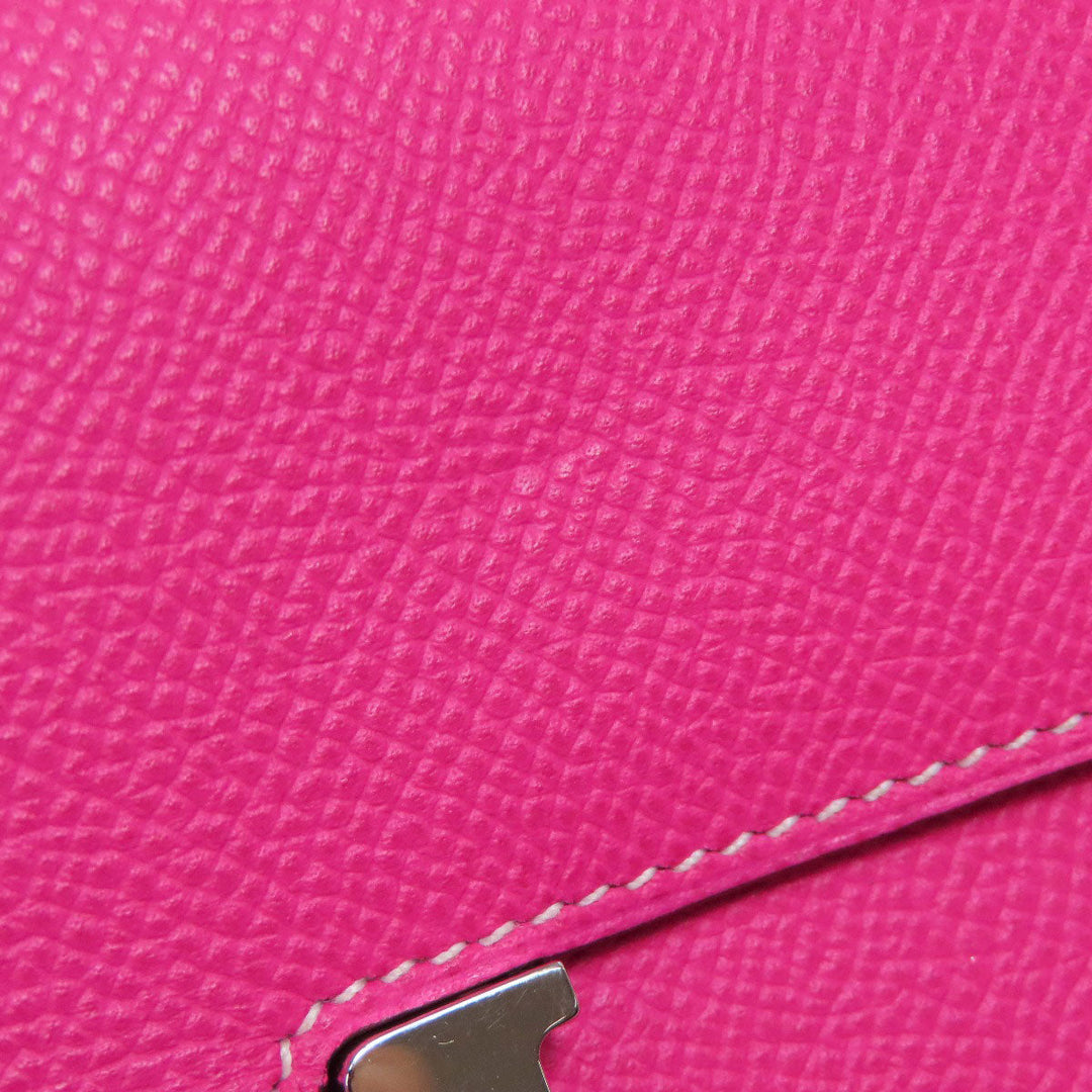 HERMES Long Wallet Purse Epsom pink Constance Long SilverMetal Women Used Authentic
