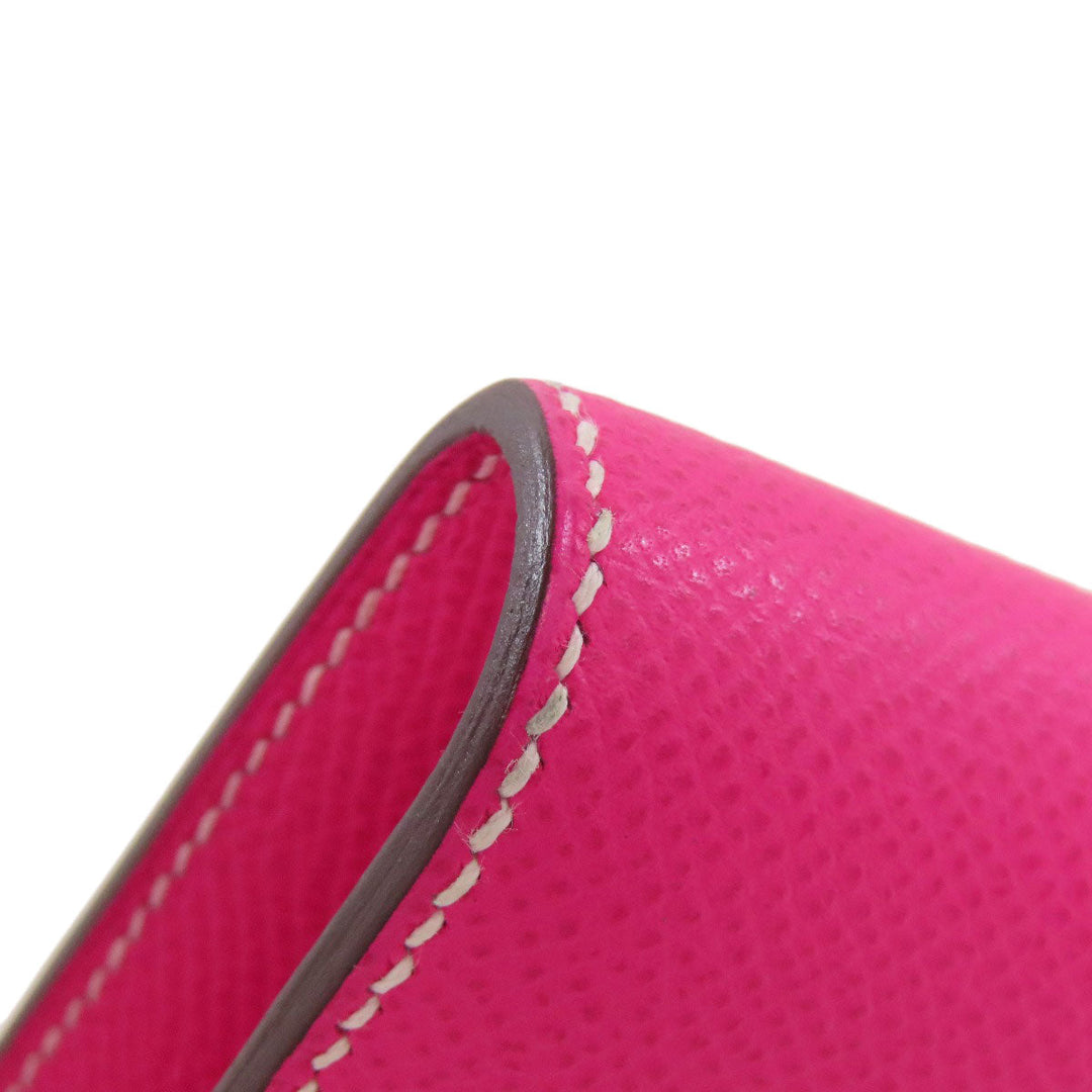 HERMES Long Wallet Purse Epsom pink Constance Long SilverMetal Women Used Authentic