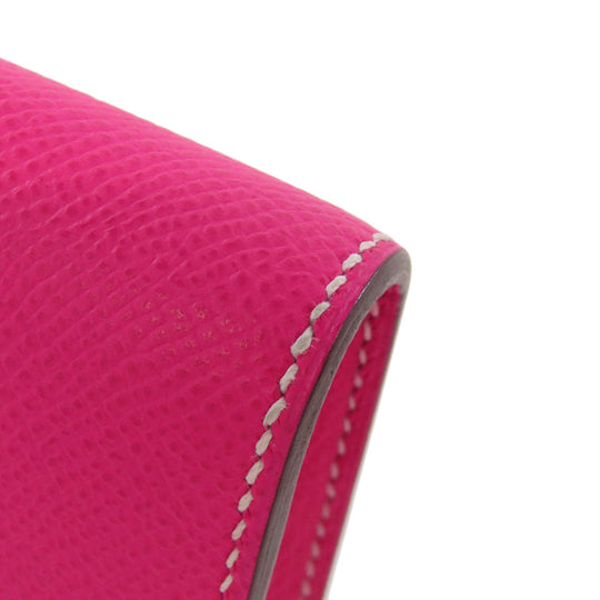 HERMES Long Wallet Purse Epsom pink Constance Long SilverMetal Women Used Authentic