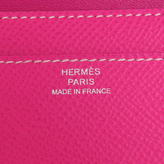 HERMES Long Wallet Purse Epsom pink Constance Long SilverMetal Women Used Authentic