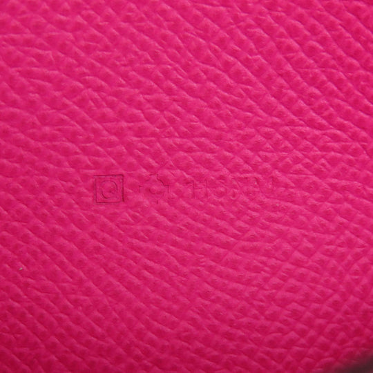 HERMES Long Wallet Purse Epsom pink Constance Long SilverMetal Women Used Authentic