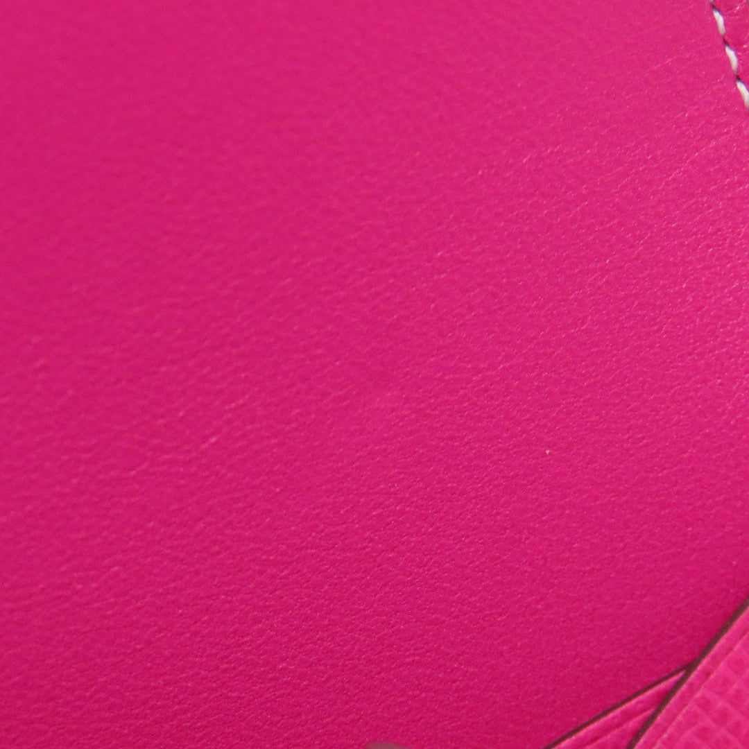 HERMES Long Wallet Purse Epsom pink Constance Long SilverMetal Women Used Authentic