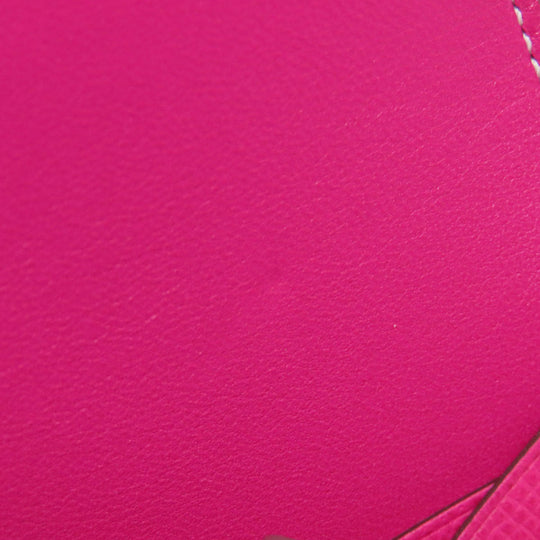 HERMES Long Wallet Purse Epsom pink Constance Long SilverMetal Women Used Authentic