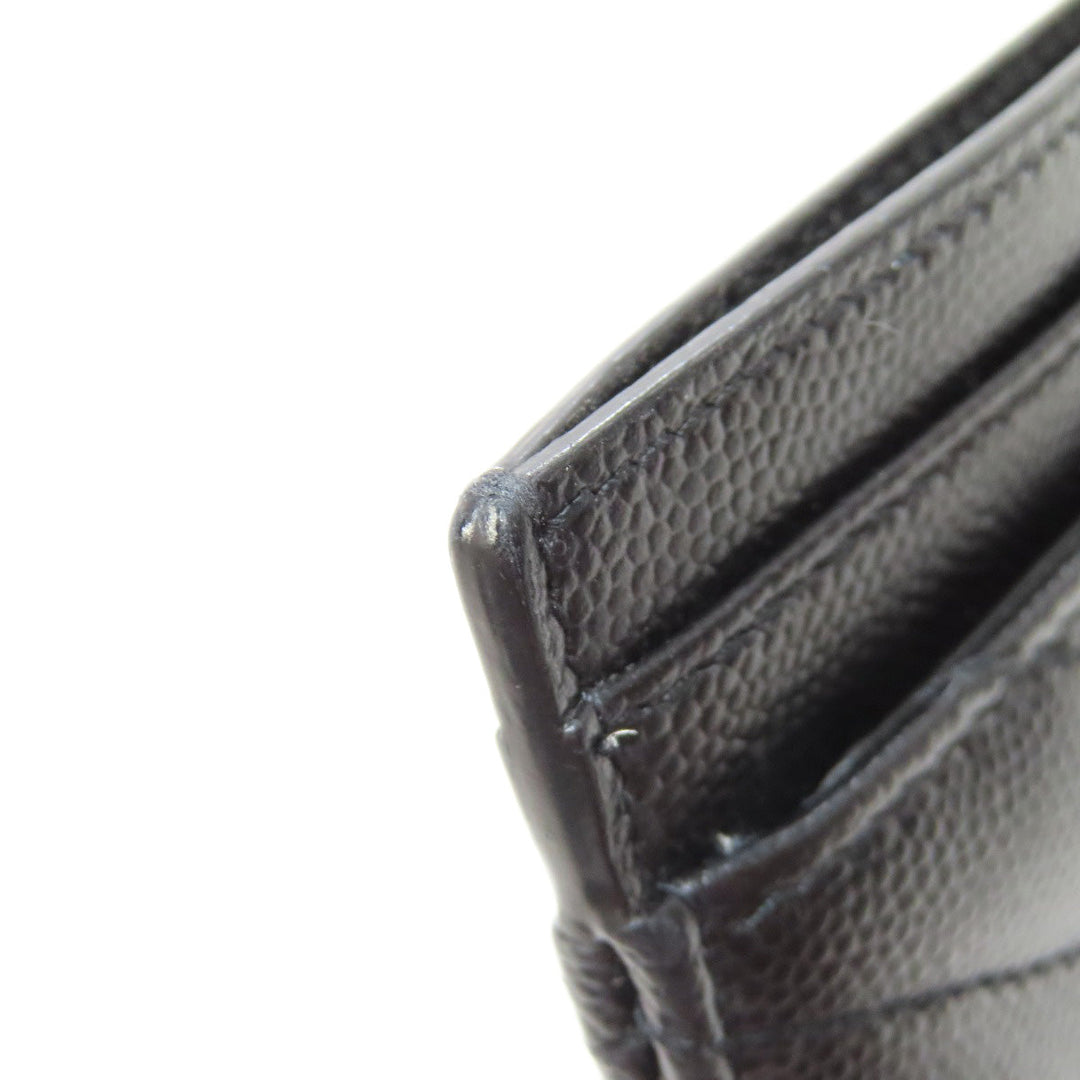 YVES SAINT LAURENT Card Case leather black logo Women Used Authentic