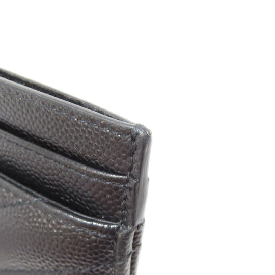 YVES SAINT LAURENT Card Case leather black logo Women Used Authentic