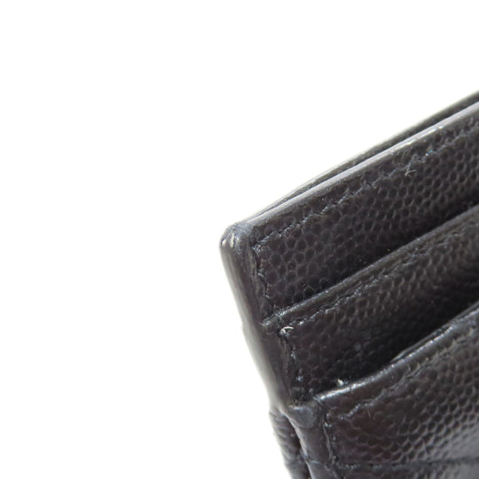 YVES SAINT LAURENT Card Case leather black logo Women Used Authentic