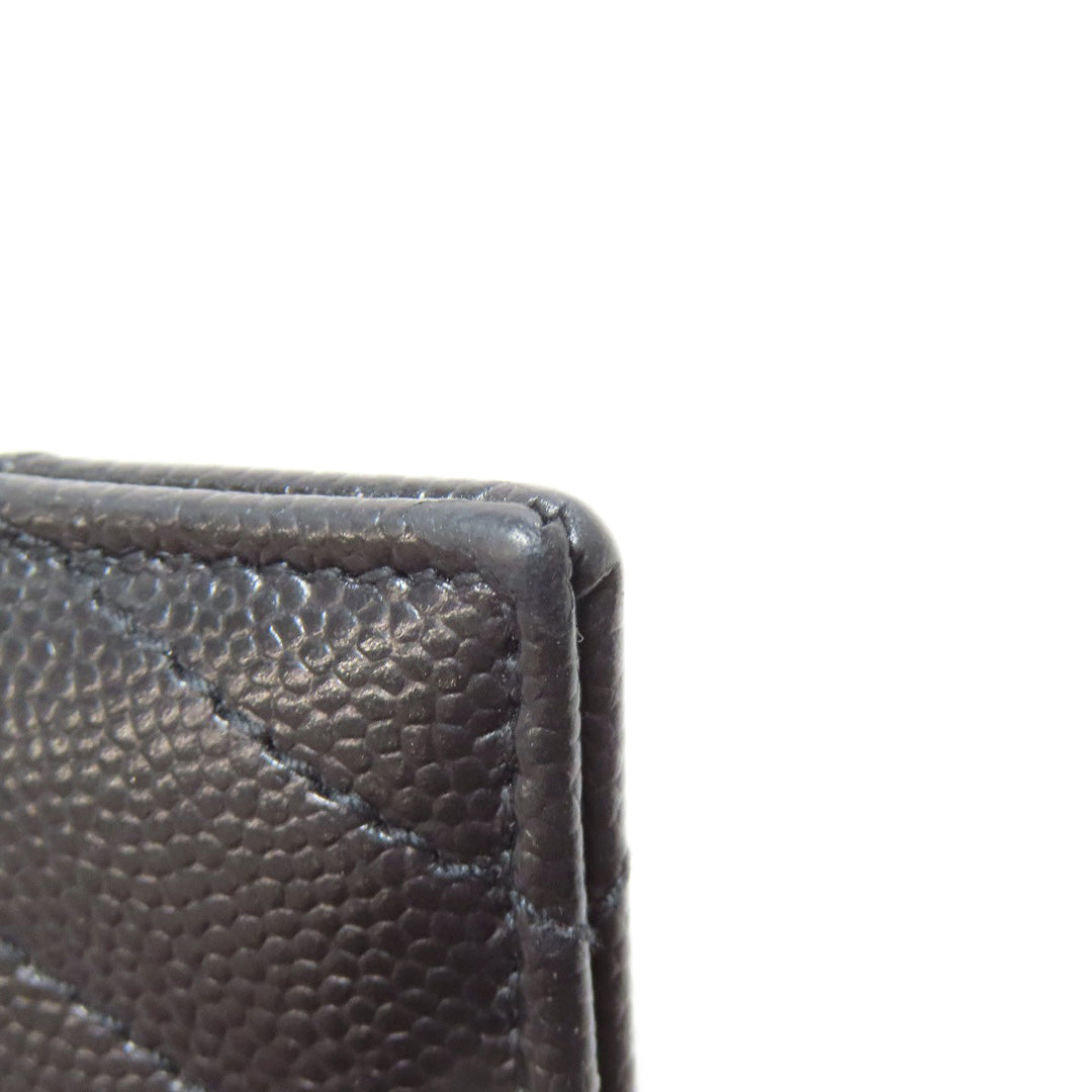 YVES SAINT LAURENT Card Case leather black logo Women Used Authentic