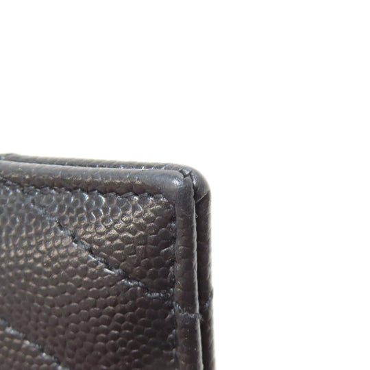 YVES SAINT LAURENT Card Case leather black logo Women Used Authentic