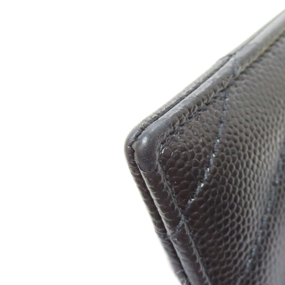 YVES SAINT LAURENT Card Case leather black logo Women Used Authentic