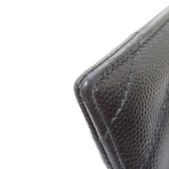 YVES SAINT LAURENT Card Case leather black logo Women Used Authentic