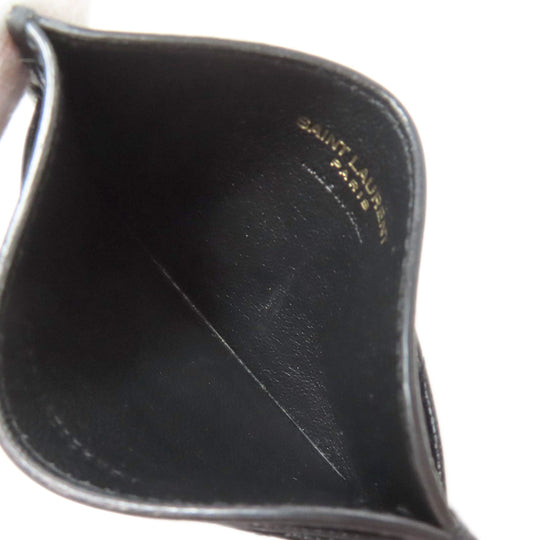 YVES SAINT LAURENT Card Case leather black logo Women Used Authentic