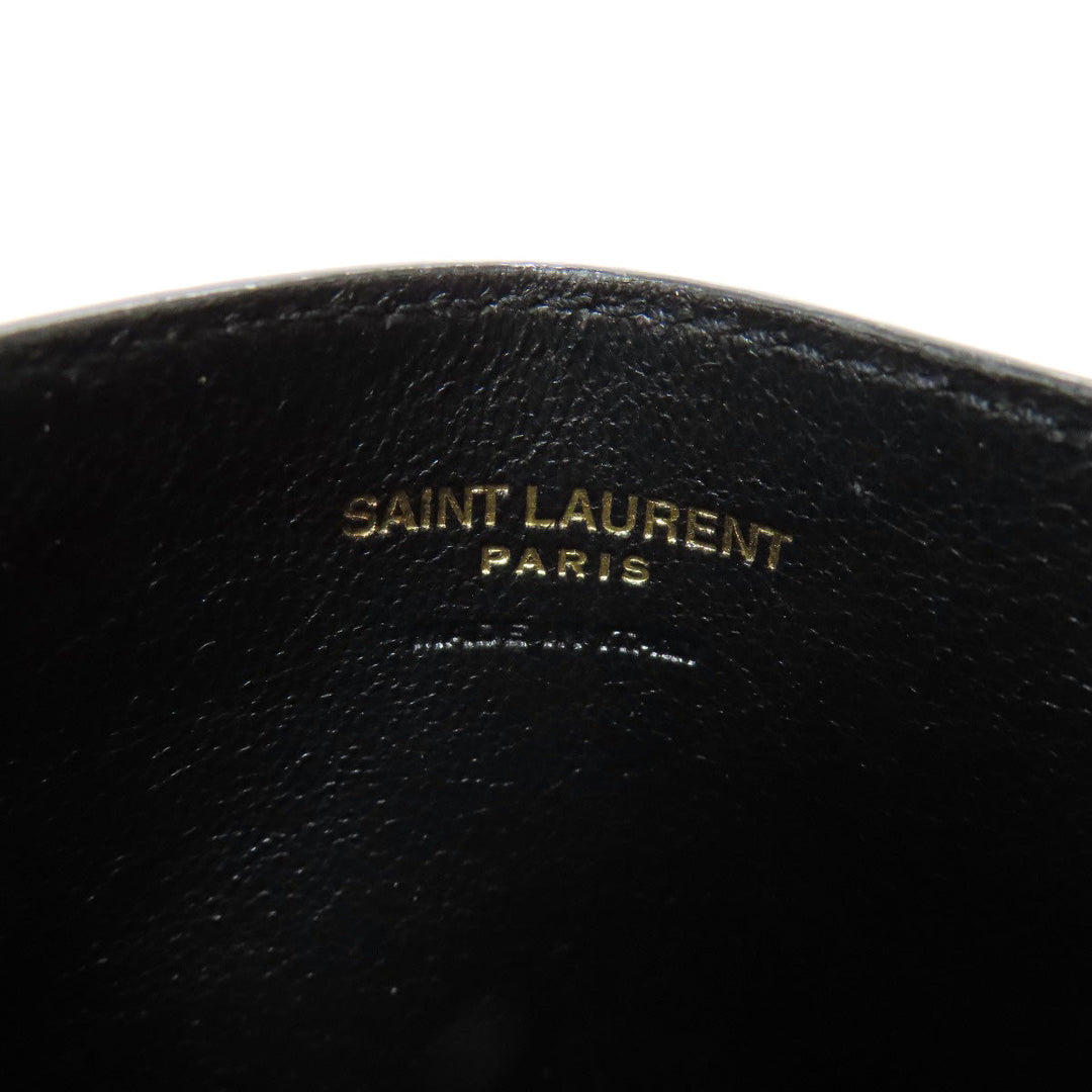 YVES SAINT LAURENT Card Case leather black logo Women Used Authentic