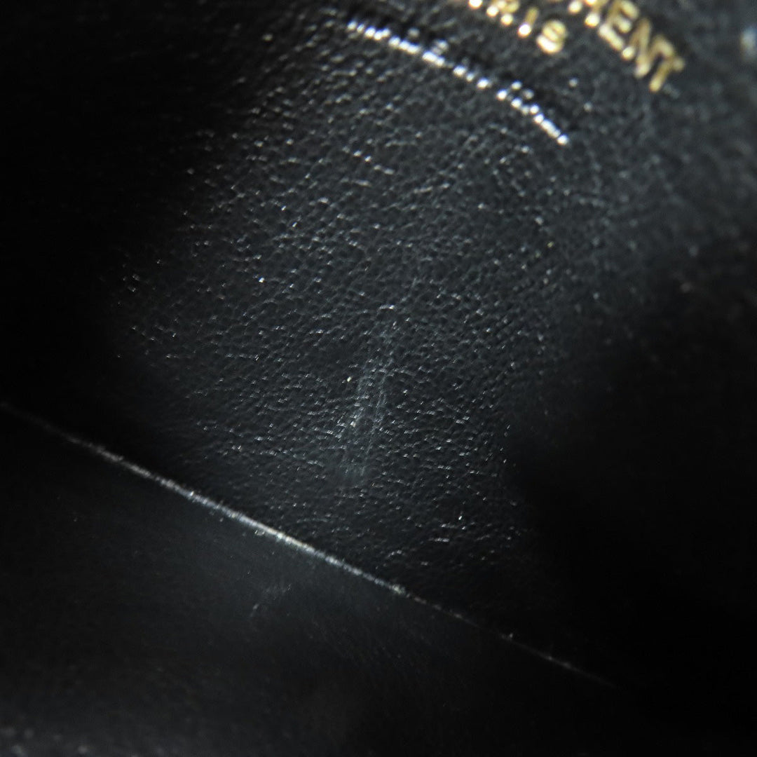 YVES SAINT LAURENT Card Case leather black logo Women Used Authentic