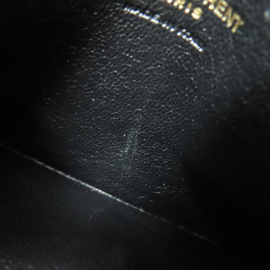YVES SAINT LAURENT Card Case leather black logo Women Used Authentic