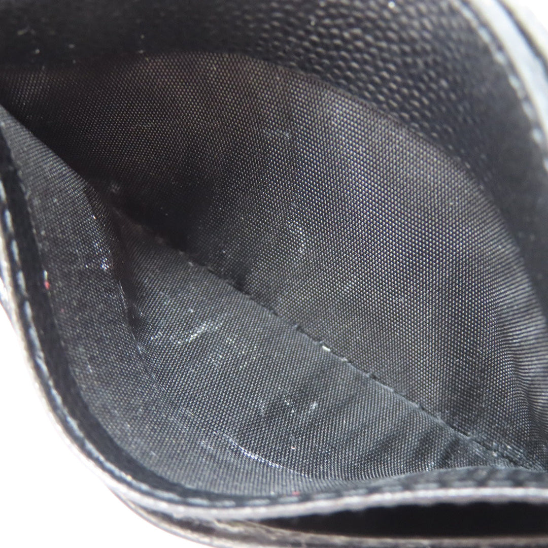 YVES SAINT LAURENT Card Case leather black logo Women Used Authentic