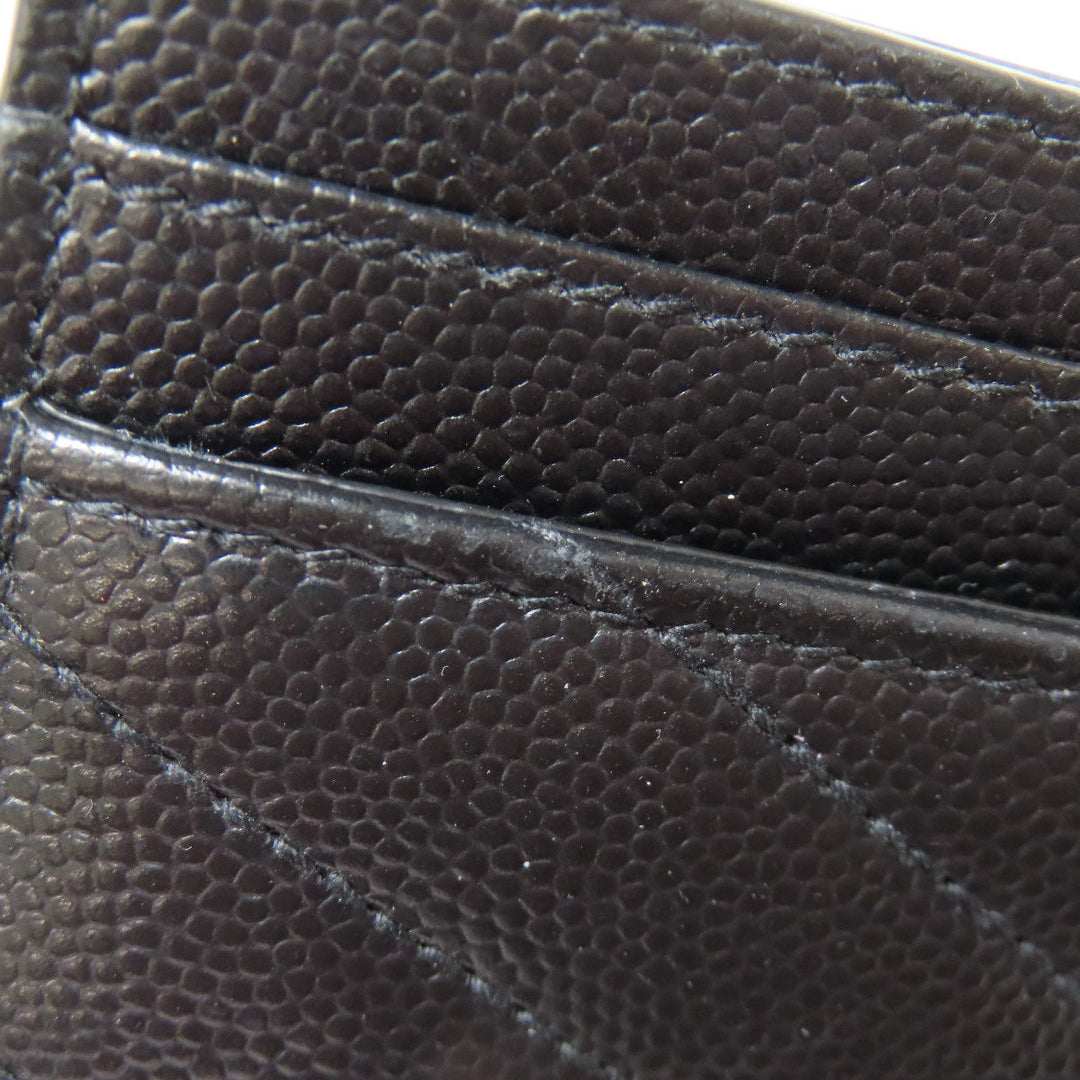 YVES SAINT LAURENT Card Case leather black logo Women Used Authentic