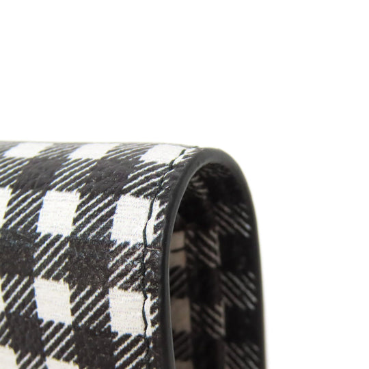 MIUMIU Bifold Wallet PVC black Check Pattern Women Used Authentic